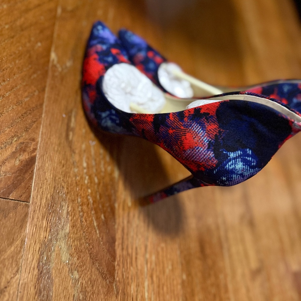 Blue and red heels